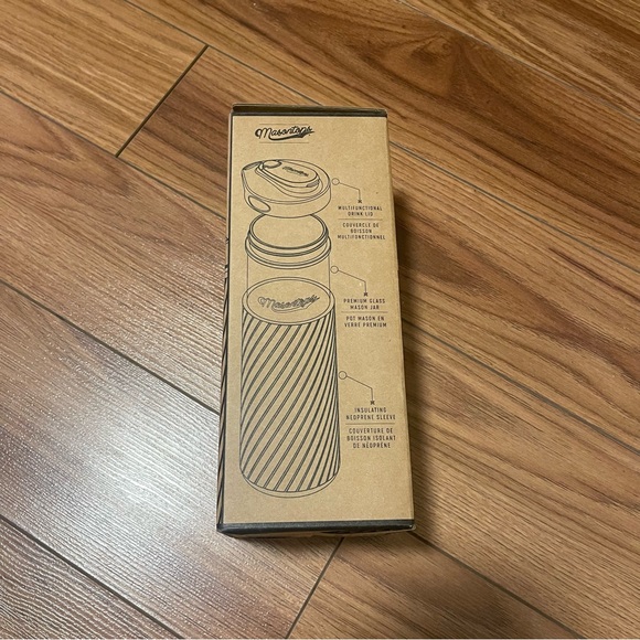 🆕 MASONTOPS Glass Water Bottle with Reversible Turquoise Neoprene Sleeve - Picture 9 of 9